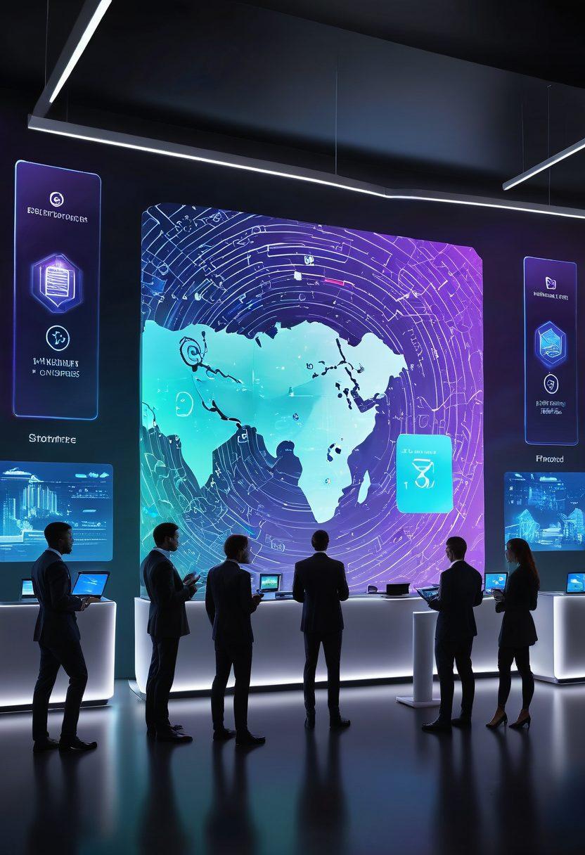 A futuristic digital landscape showcasing various secure payment methods, like mobile wallets and cryptocurrency icons. Visualize diverse business professionals engaging with technology, surrounded by symbols of security like locks and shields. Include abstract representations of data flow and innovation, emphasizing trust in financial transactions. The color scheme should be vibrant and tech-savvy, enhancing the modern feel. super-realistic. vibrant colors. 3D.